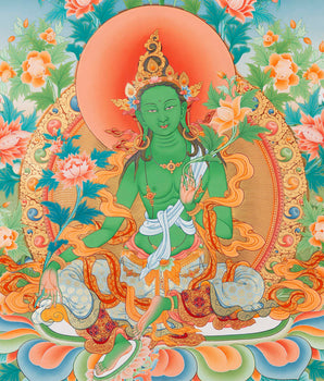 Green Tara Thangka Digital Prints | Tibetan Thangka Prints