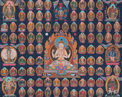 108 Chengrezig Thangka | Traditional Tibetan Art | Wall Decors