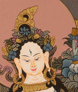 Hand-Painted White Tara | Buddhist Female Bodhisattva Art
