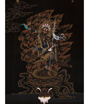 Troma Nagmo Thangka | Dakini In Black And Gold | Includes Brocade