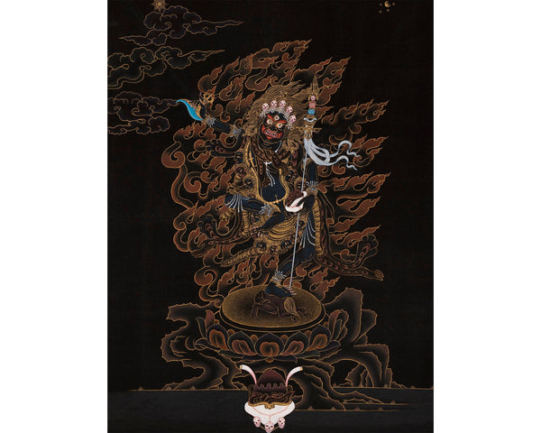 Troma Nagmo Thangka | Dakini In Black And Gold | Includes Brocade