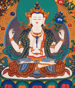 Bodhisattva Avalokiteshvara Chenresig | Tibetan Thangka | Wall Decors