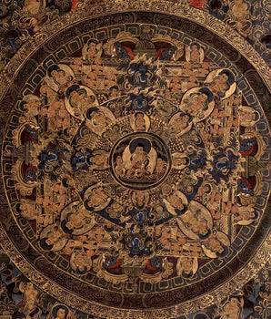 Dark Themed Shakyamuni Buddha Mandala | Wall Hanging