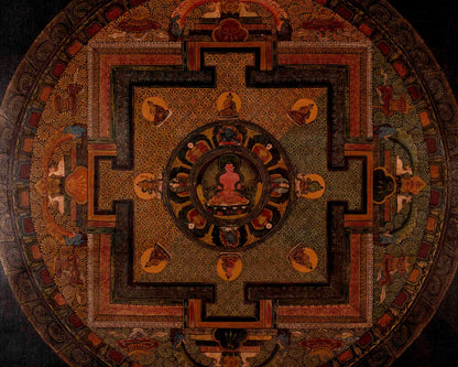 Amitayus Buddha Mandala | Traditional Tibetan Thangka | Wall Decors