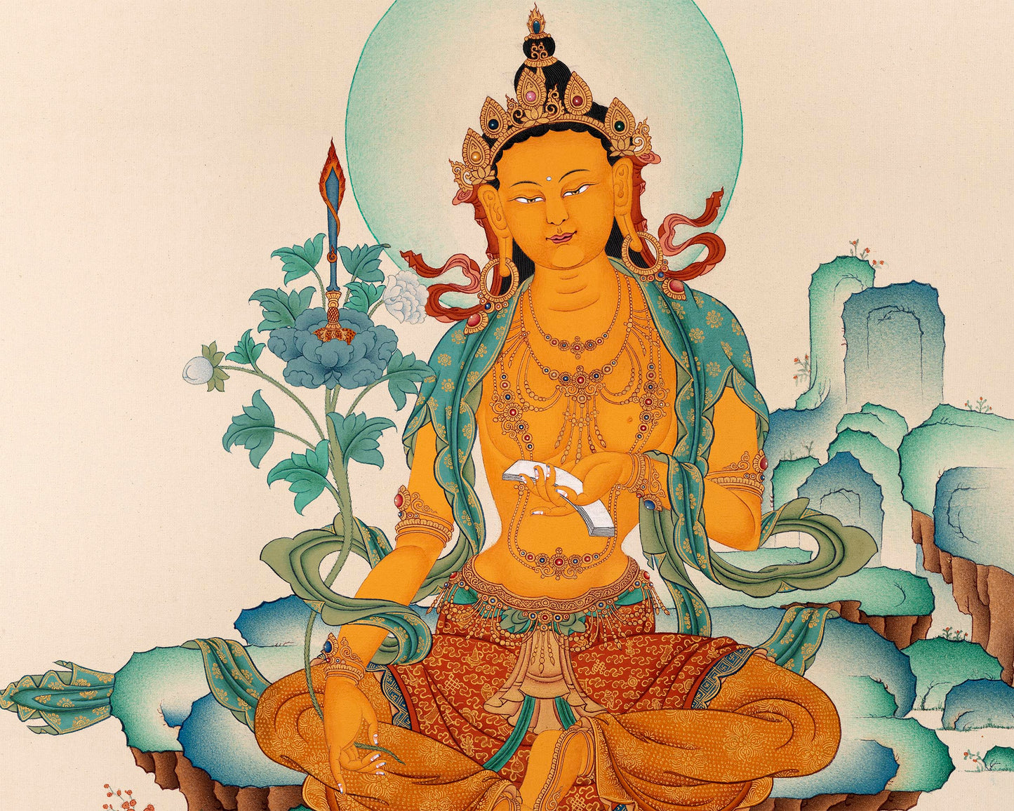 Bodhisattva Manjushri Thangka  | Tibetan Hand Painted Art