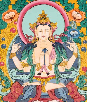 4 Armed Chengrezig With brocade | Mindfulness Meditation Object