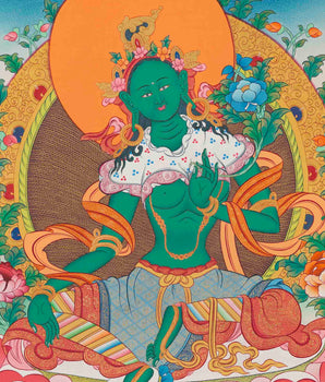 Green Tara Thangka | Healing Tara Painting | Traditional Artwork