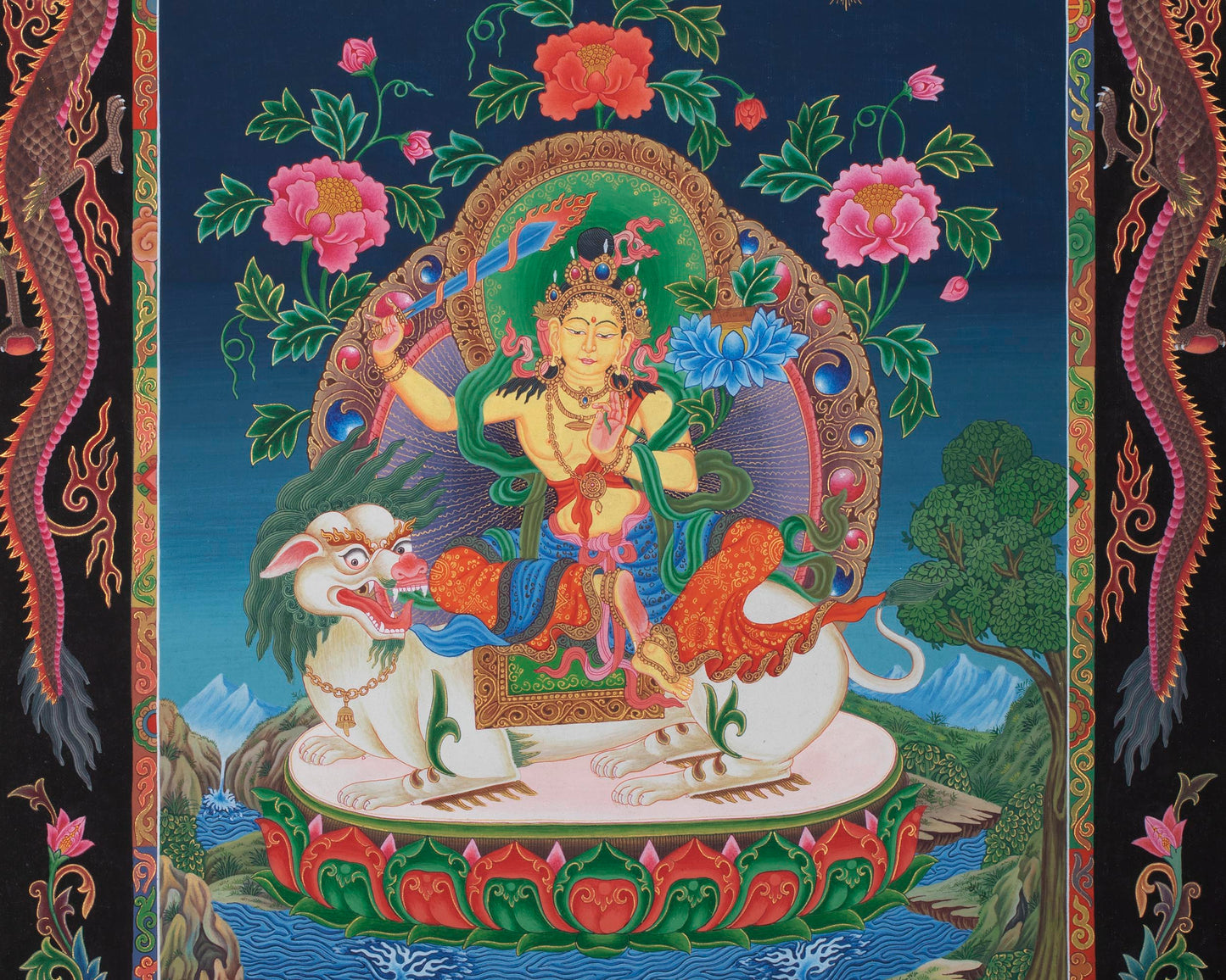 Manjushree Thangka Print | Wall Hanging Decors | Buddhist Artwork