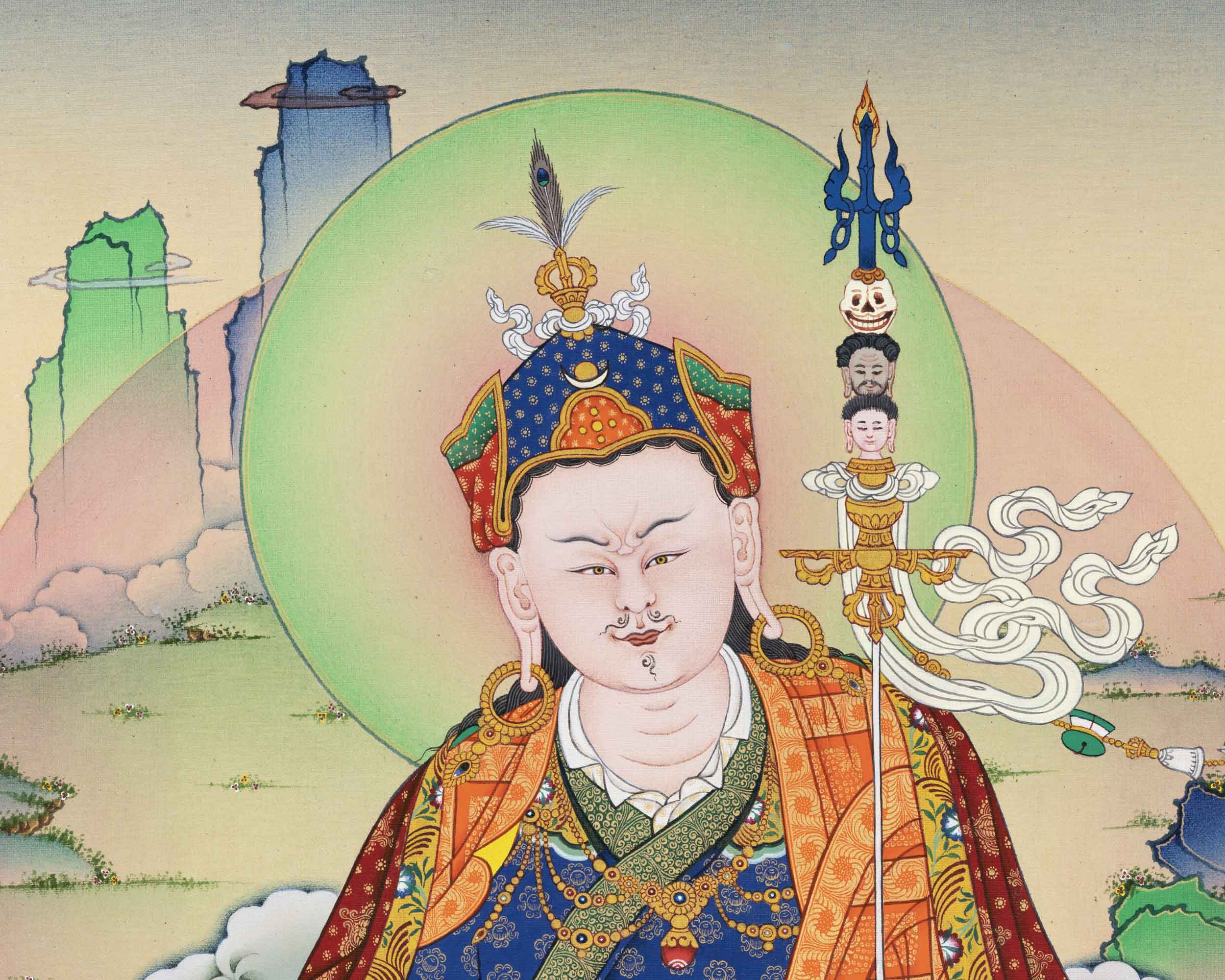Guru Rinpoche Thangka Print | Lotus Born Master | Crafts Gifts Nepal