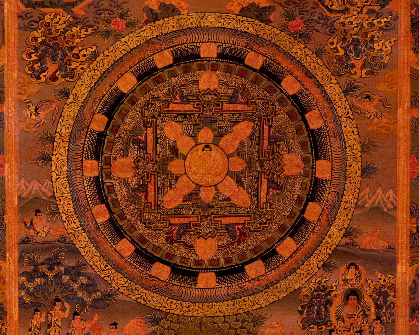 Buddha Mandala Thangka | Traditional Tibetan Artwork | Religious Wall Decors