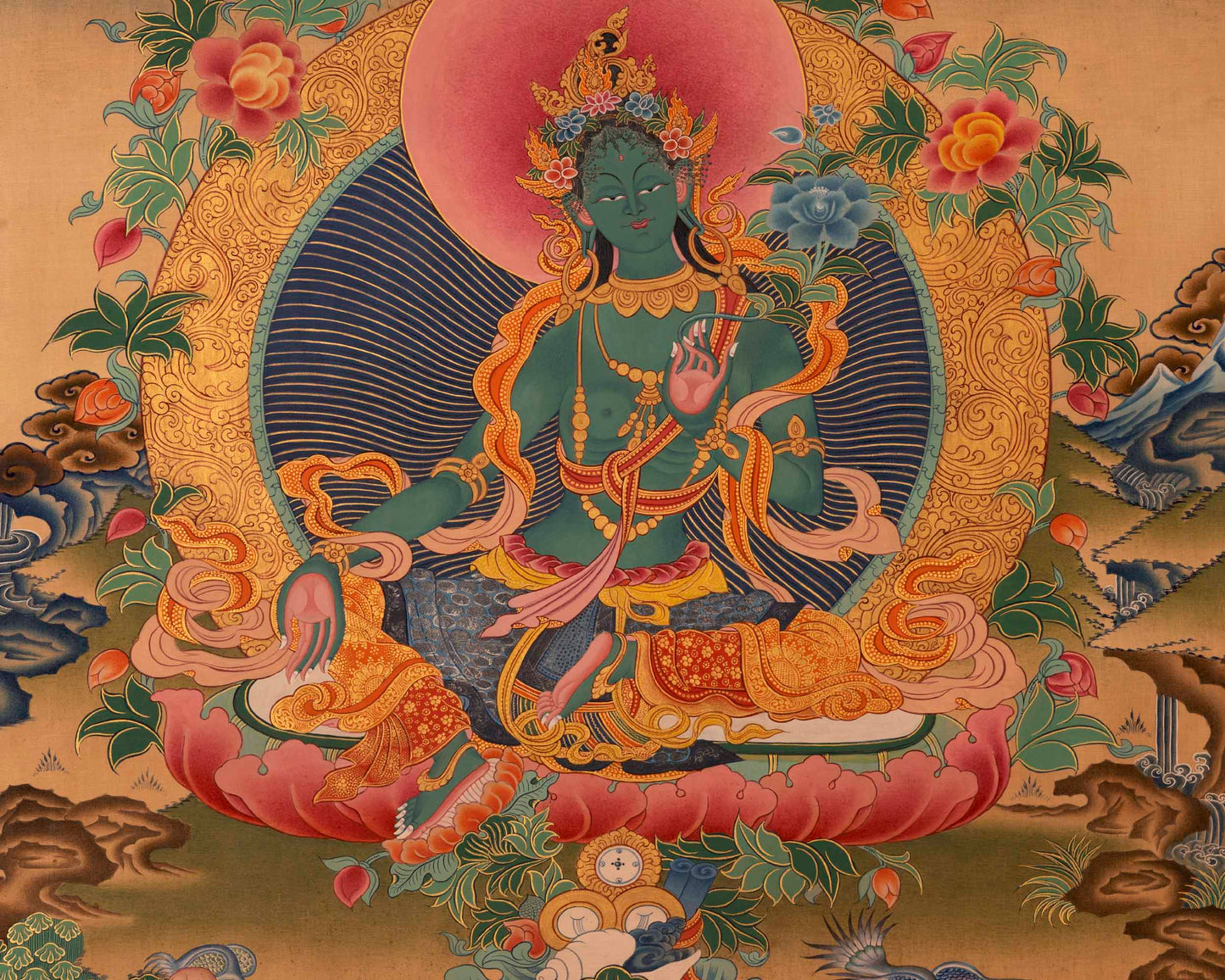 Buddhist Green Tara Thangka | Wall Hanging Decorations