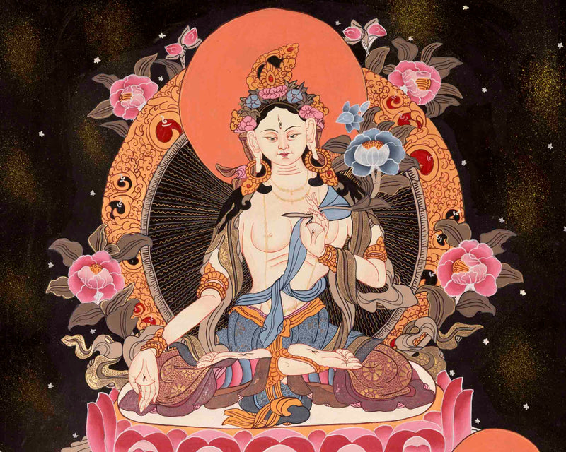 White Tara Thangka | Traditional Tibetan Art | Wall Decors