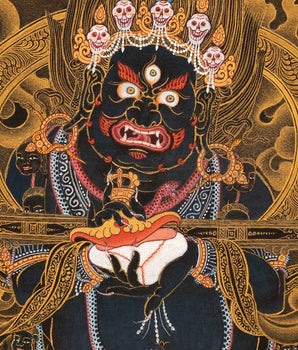 Hand-Painted Himalayan Thangka Of Sakya Mahakala | The Protector Of the Dharma
