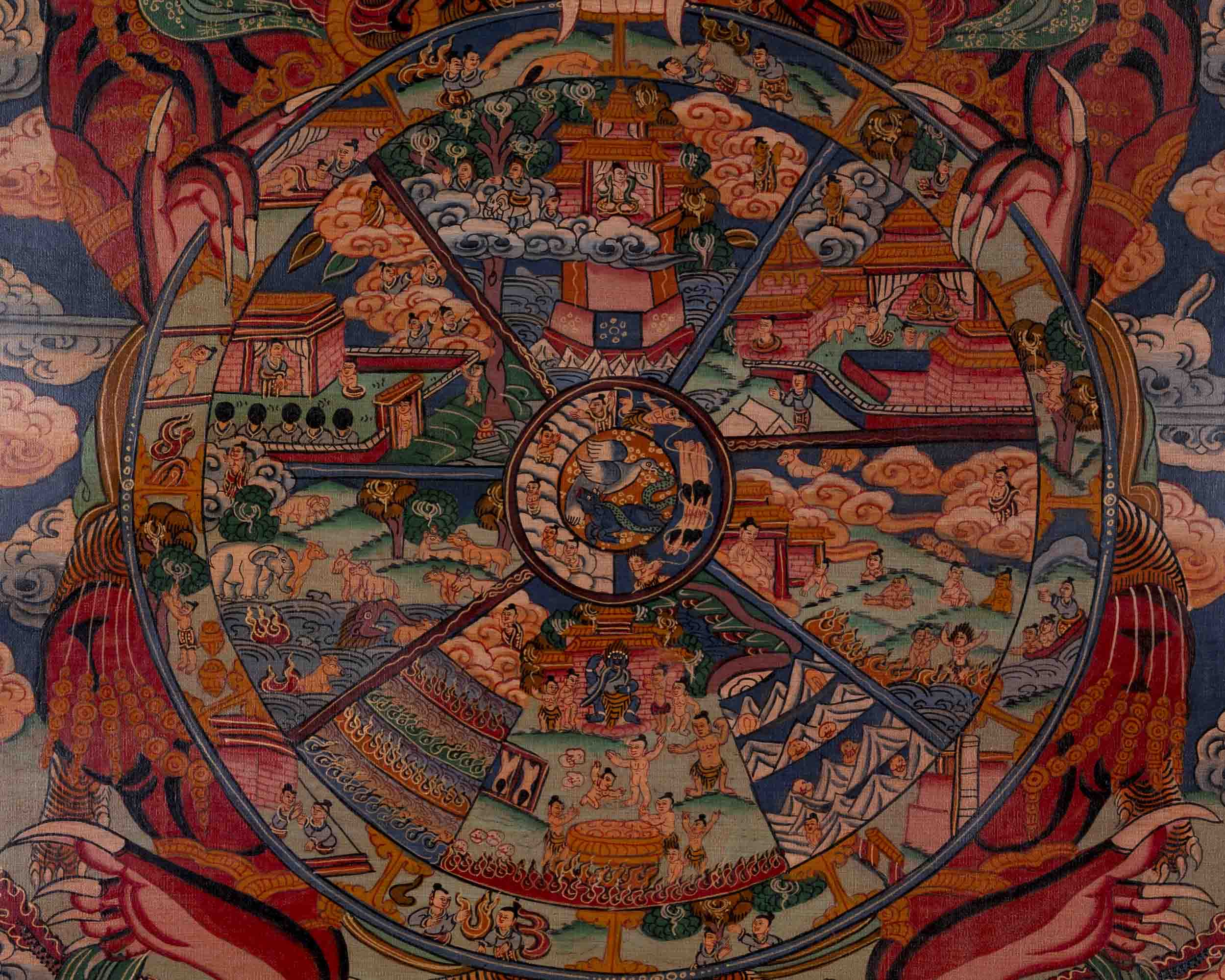 Oil Varnished Bhavachakra Thangka | Religious Buddhist Art | Wall Decors