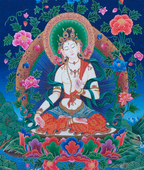 Tibetan Green Tara | Newari Paubha Art of Mother Tara