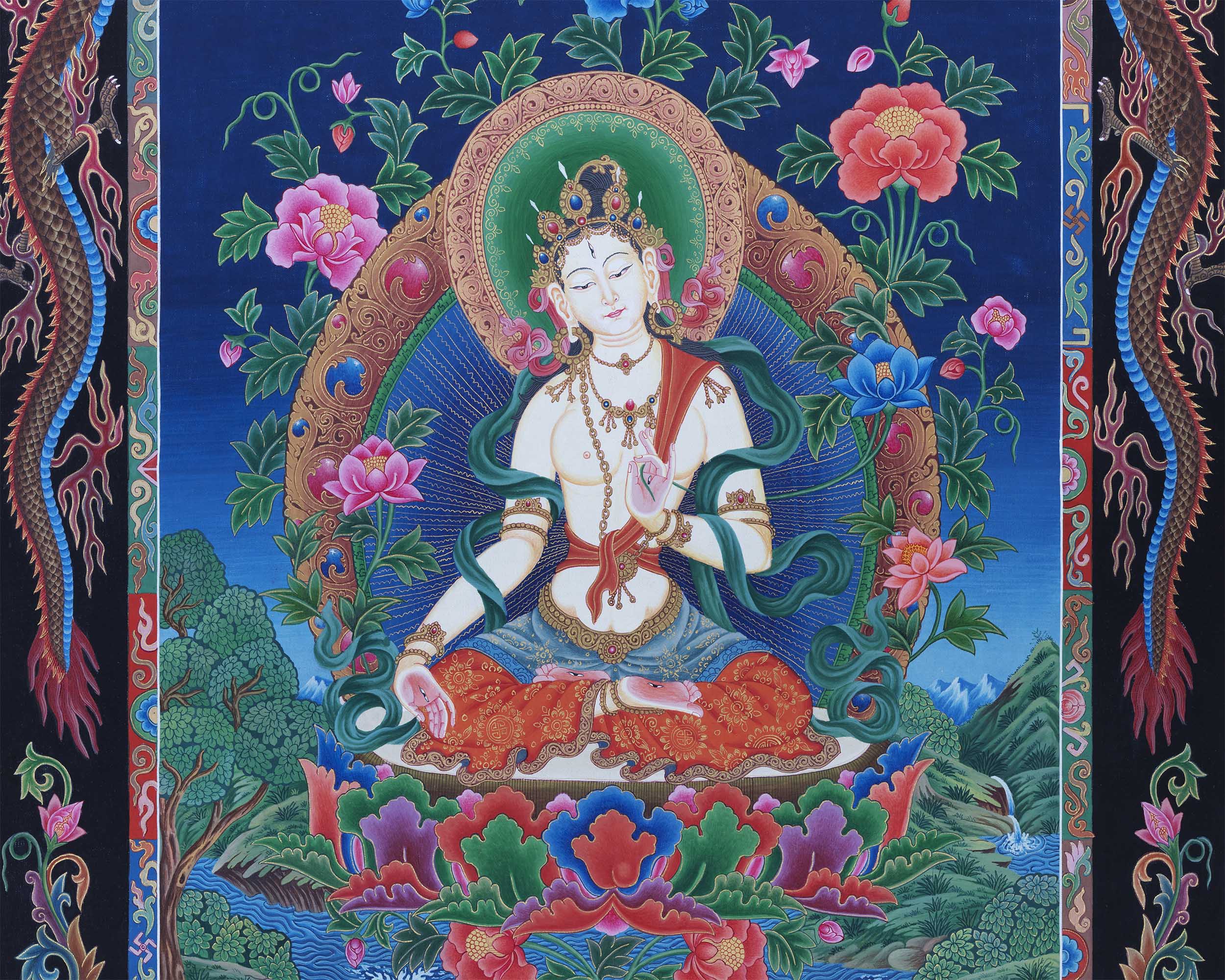Tibetan Green Tara | Newari Paubha Art of Mother Tara