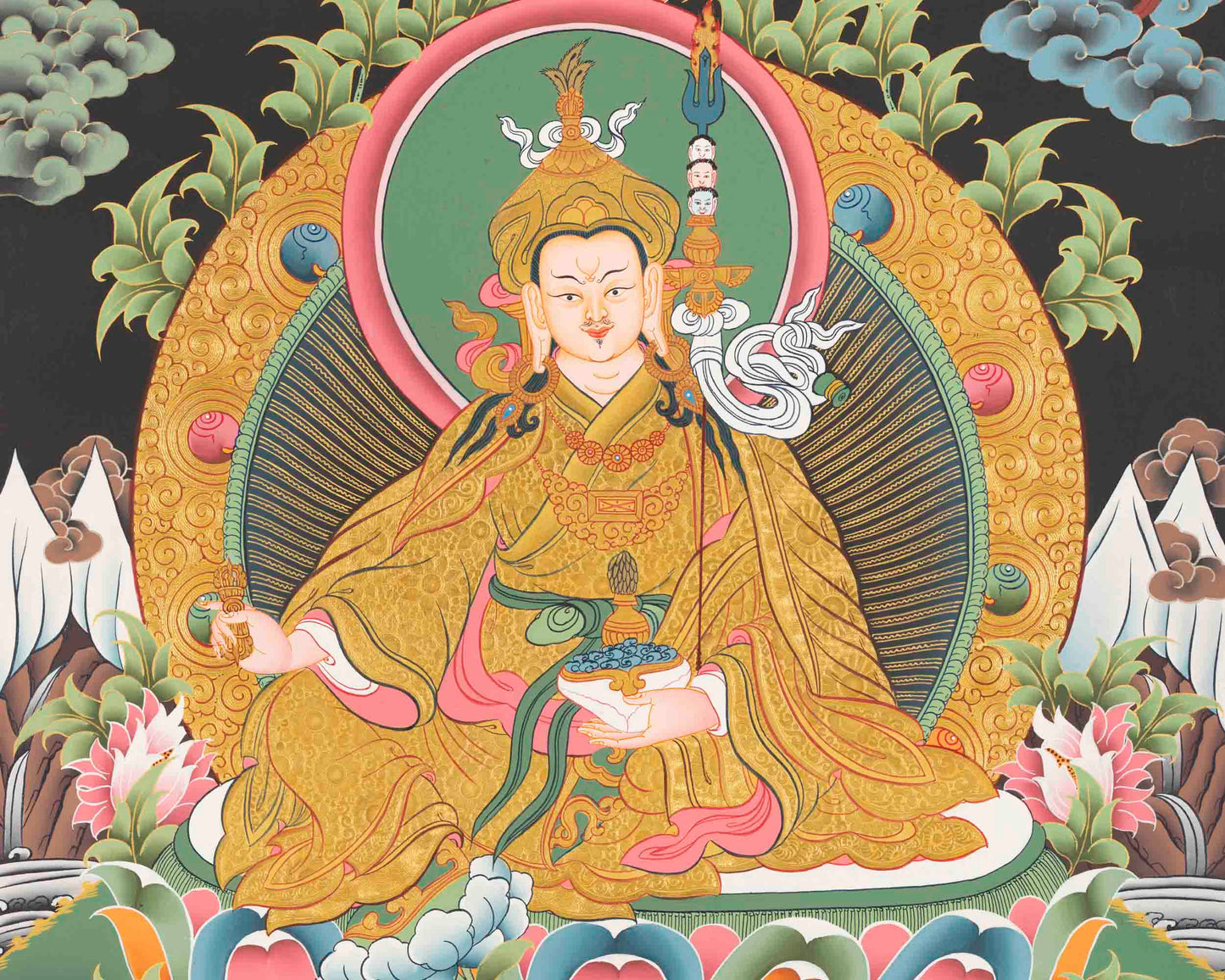 Guru Rinpoche Thangka | Traditional Handpainted Art | Wall Decors