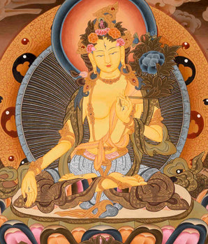 White Tara Thangka | Buddhist Artwork | Wall Hanging Decors