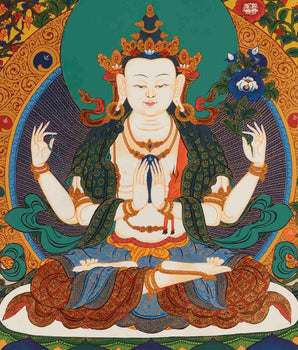 Bodhisattva Avalokitesvara Thangka | Handpainted Religious Painting