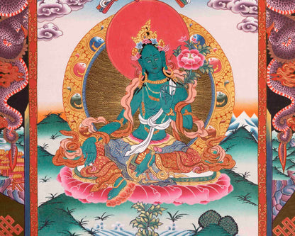 Green Tara Thangka | Religious Buddhist Art | Wall Decors