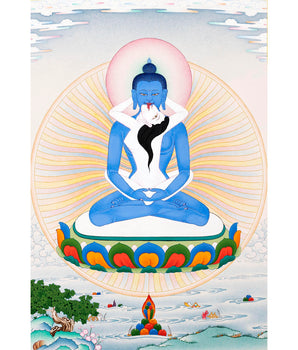 Samantabhadra with Consort | Traditionally Hand Painted Buddhist Thangka