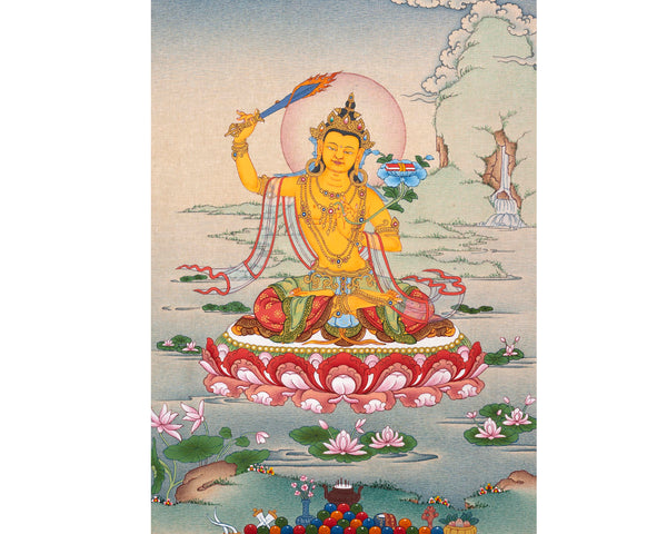 Manjushri Bodhisattva Painting | Traditional Thangka