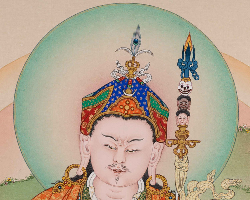 High-Quality Thangka Print To Practice Mantra Of Guru Rinpoche | Padmasambhava Tibetan Poster For Meditation