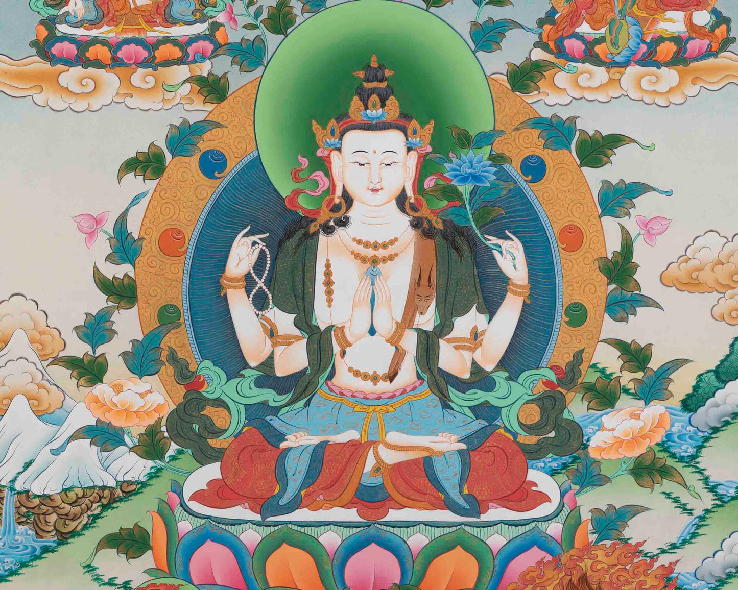 Avalokitesvara Chengrezig Thangka | Traditional Buddhist Paint | Wall Decors