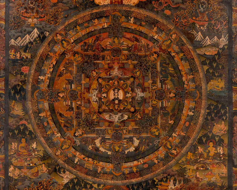 Lokeshvara Chenrezig Mandala | Traditional Buddhist Thangka | Wall Decors