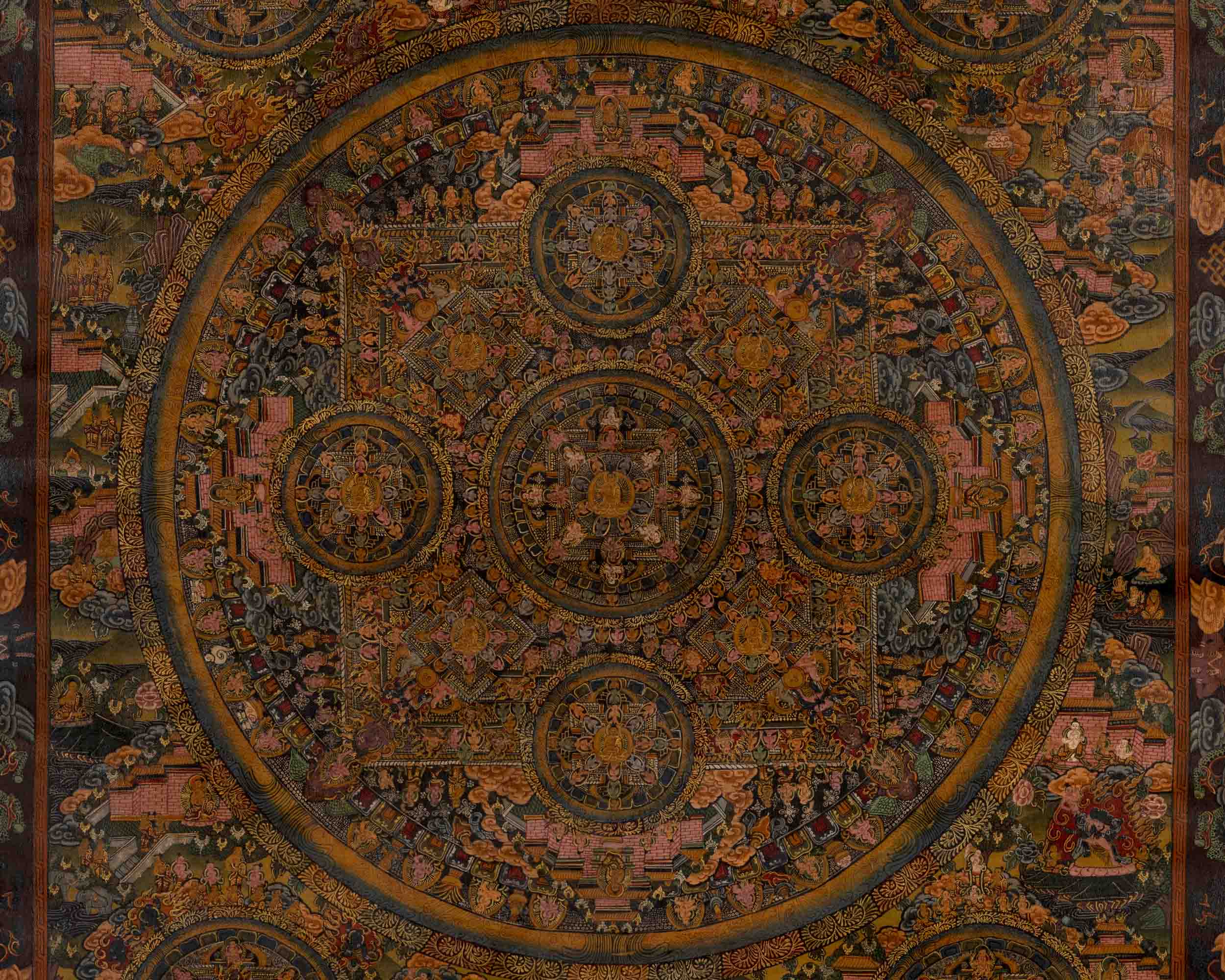 Pancha Buddha Mandala Thangka | Religious Buddhist Art | Wall Decors