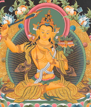 Manjushree Thangka Painting | Bodhisattva Of Wisdom | Religious Decors
