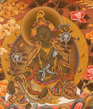 Religious Green Tara Thangka | HandPainted Wall Hanging Thangka