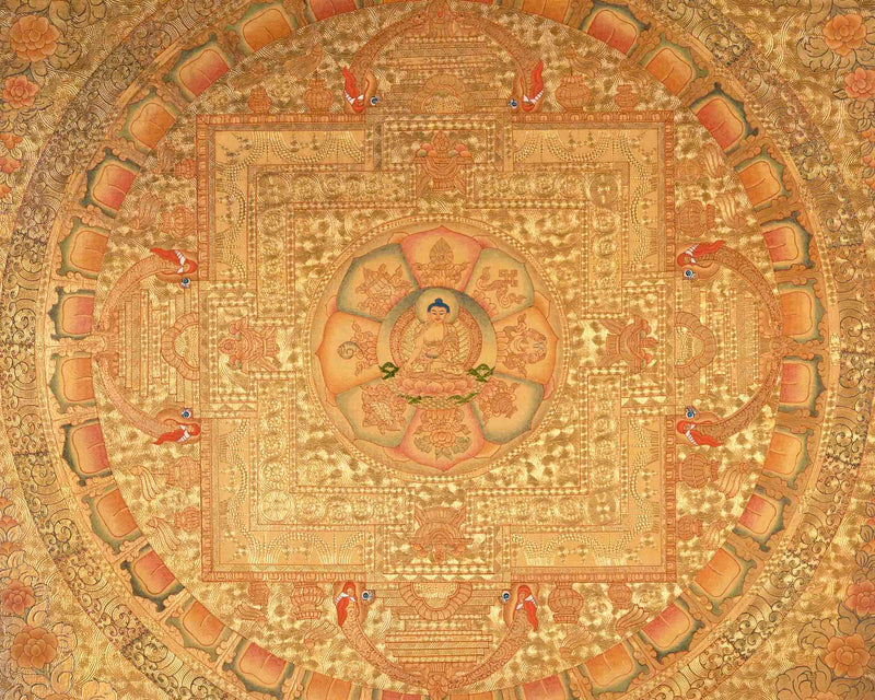 Shakyamuni Buddha Mandala Thangka | Tibetan Wall Hanging Mandala