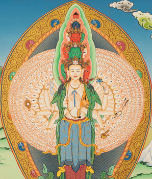 1000 Armed Avalokiteshvara Thangka | Traditional Tibetan Buddhist Painting