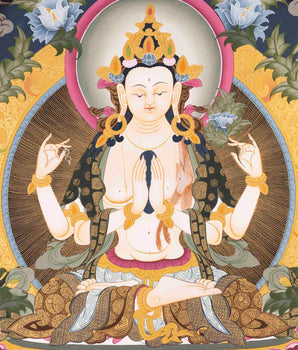 Chenresig Thangka | Avalokiteshvara | Handpainted Religious Art