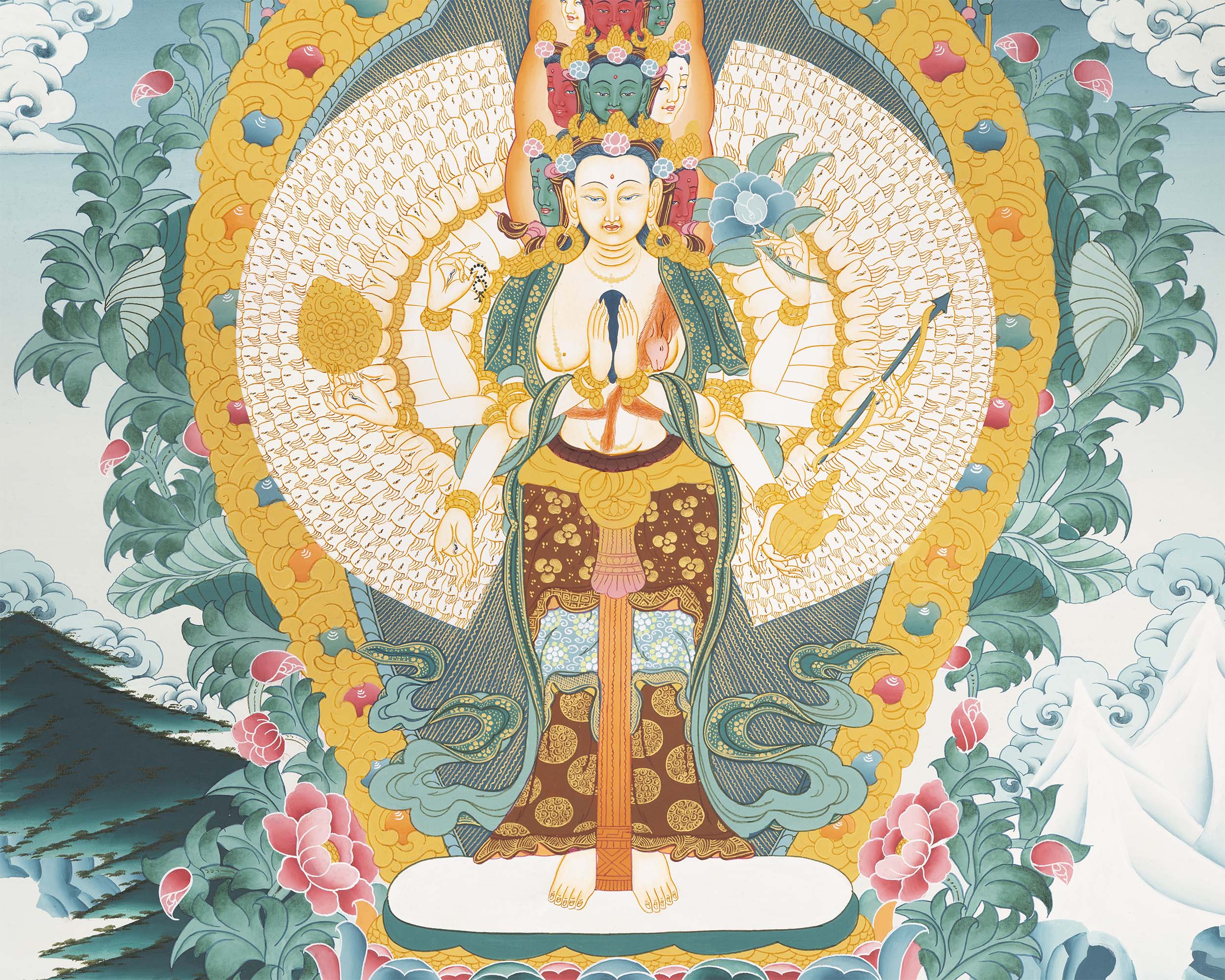 1000 Armed Avalokitsevara | Religious Buddhist Thangka | Wall Decors