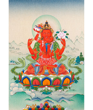 Red Chenrezig Thangka | Gyalwa Gyatso | Meditational Deity | Karma Kagyu Lineage