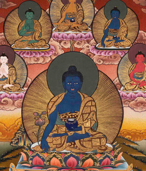 Bhaisajyaguru Thangka | Medicine Buddha | Religious Buddhist Painting