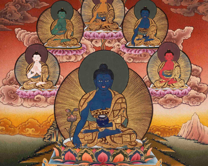 Bhaisajyaguru Thangka | Medicine Buddha | Religious Buddhist Painting