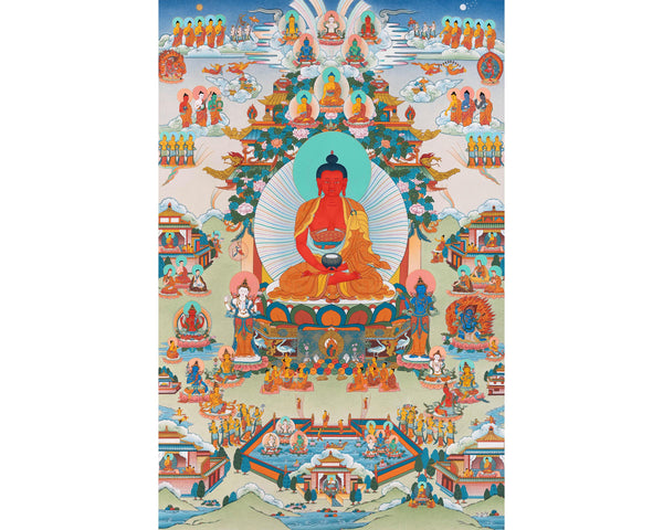 Amitabha Pure Land | Traditionally Hand Painted Buddha Thangka