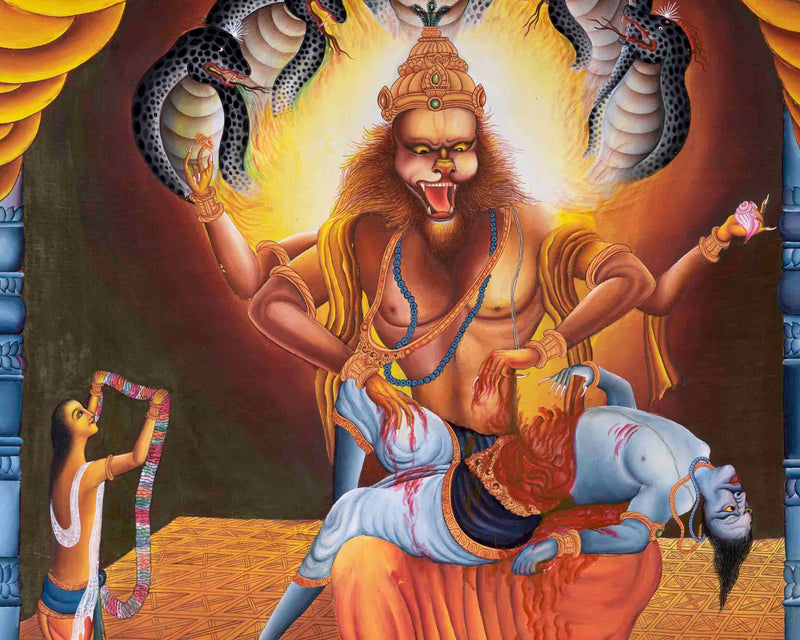 Narasimha Thangka | Religious Handpainted Art | Wall Decors