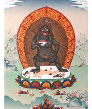 Black Dzambhala Thangka |  Himalayan Painting | Jambala Art