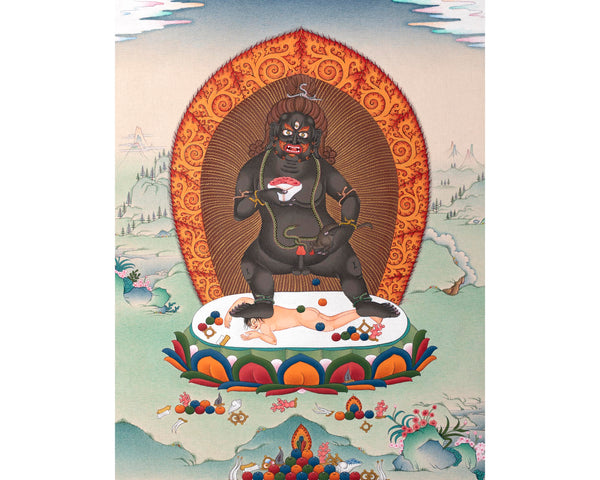 Black Dzambhala Thangka |  Himalayan Painting | Jambala Art