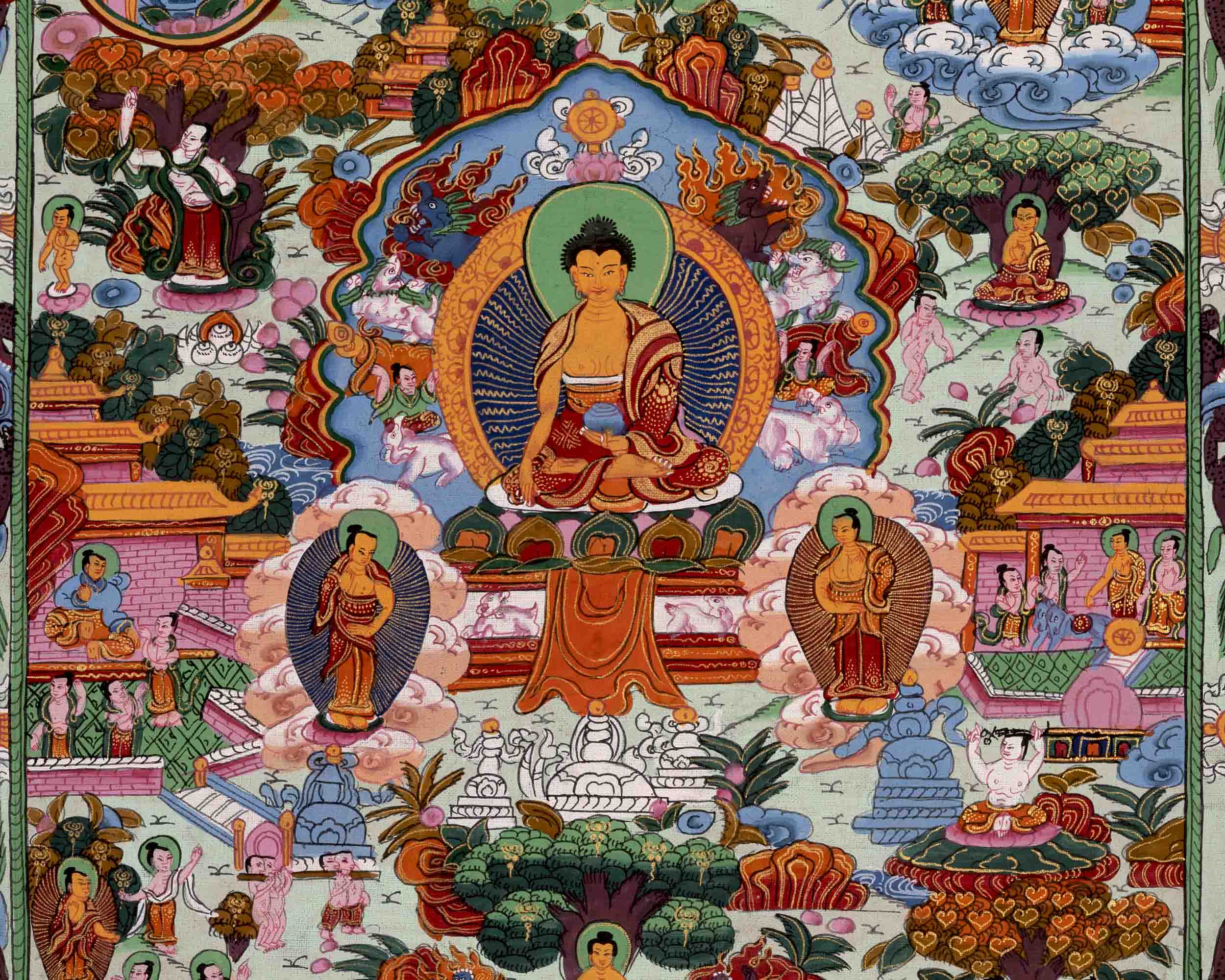 Buddha Life Story Thangka | Religious Buddhist Art | Wall Decors