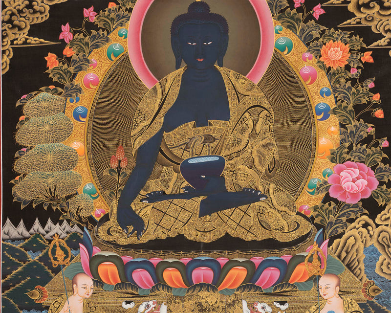 Medicine Buddha Thangka | Hand-Painted Tibetan Thangka