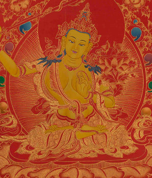 Manjushree Thangka | 24K Gold Style  Painting | Religious Wall Decors