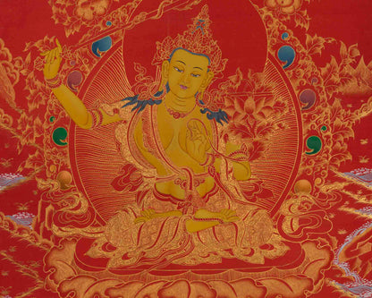 Manjushree Thangka | 24K Gold Style  Painting | Religious Wall Decors