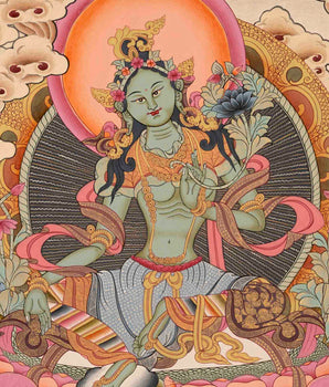 Green Tara Thangka Painting | Buddhist Gifts | Wall Decors