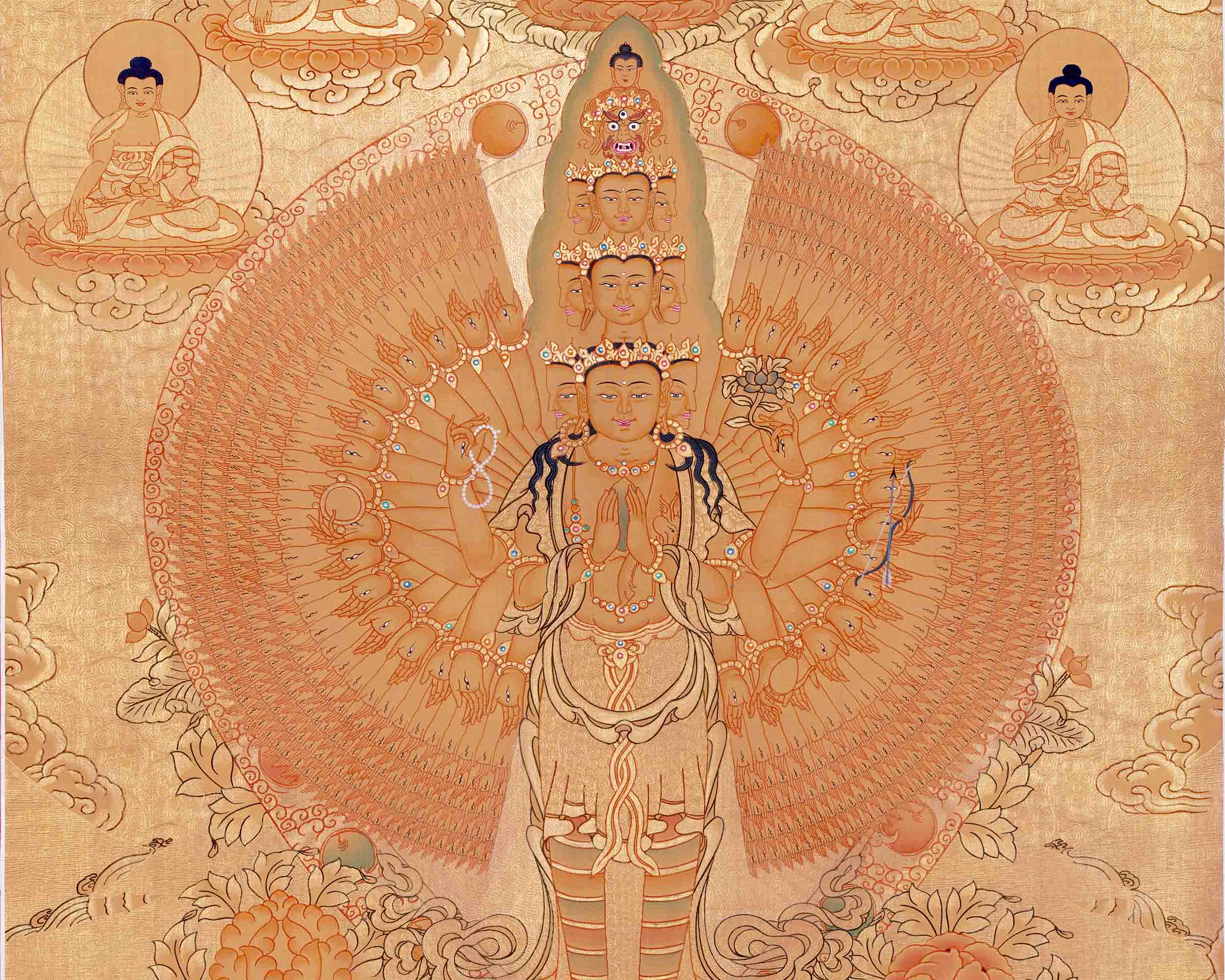 1000 Armed Avalokiteshvara Thangka Art | Tibetan Buddhist Painting