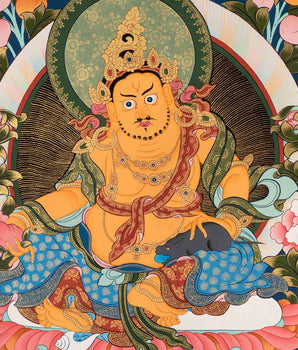 Dzambala Kubera Thangka | Buddhist Wealth Deity | Wall Decors